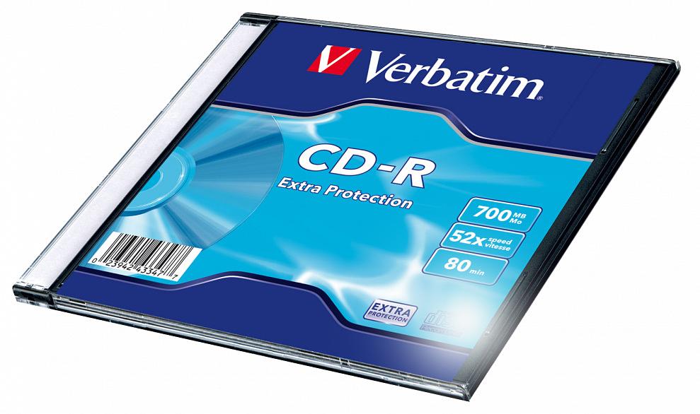 Диск CD-R Verbatim 700Mb 52x Slim case (1шт) (43347) фото 3