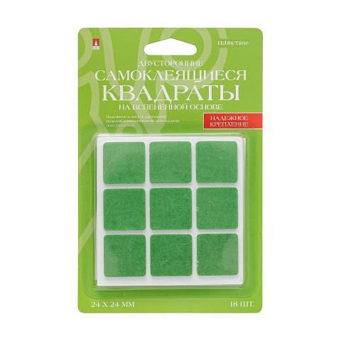 Квадраты клейкие двусторонние на вспененной основе 24х24мм, 18 шт, Hobby Time 2-704/01 фото 1