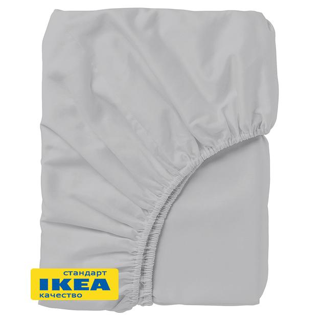Простыня на резинке ПЕРСЕЯ (ИКЕА ПЕРСИЯ) 160x200, светло-серый, сатин, лиоцелл KL-50102008 фото 1