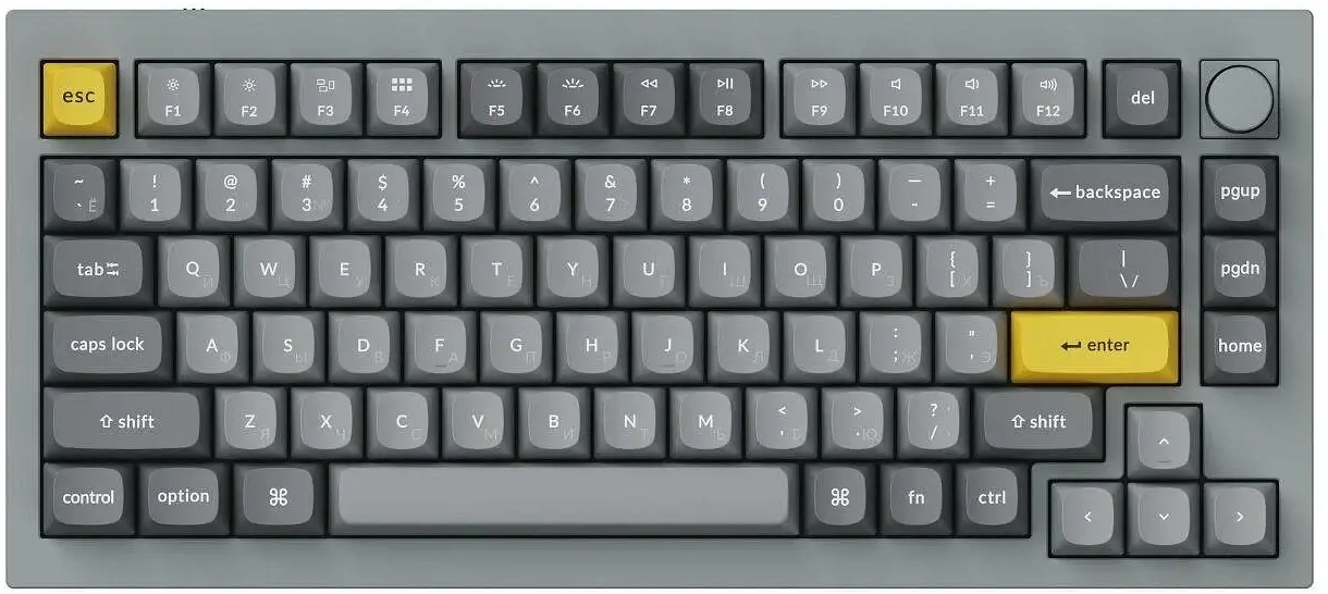 Клавиатура Keychron Q1-N2Z Grey Knob Blue Switch RGB Hot-Swap Gateron G pro Mechanical Q1N2Z_Keychron фото 1