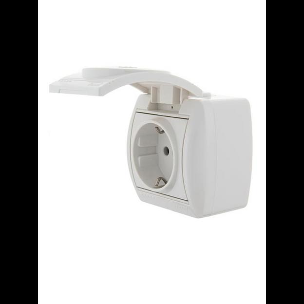 Розетка 1-м ОП Nata 16А IP20 с заземл. с защ. крышкой керамика бел. LEZARD 710-0200-123 фото 4