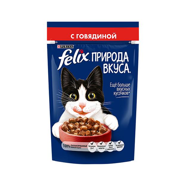 Влажный корм для кошек Felix® Природа вкуса с говядиной в соусе, 85 г фото 1