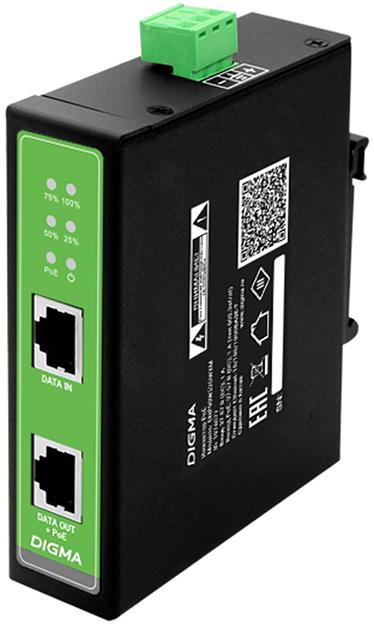 Инжектор PoE Digma DNP30W48GDXM 10/100/1000BASE-T 30Вт 37-57В(DC) фото 1