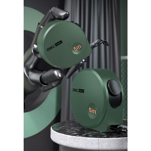 Измерительный и разметочный инструмент Deli Рулетка Home Series Green HT8519L 5м х 19мм, эксклюзивный дизайн, корпус - высококачественный софттач пластик фото 5