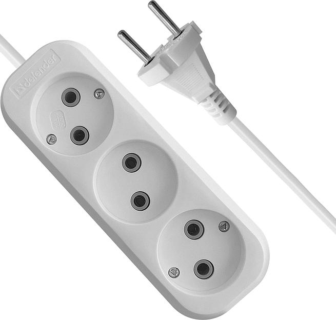 Сетевой удлинитель Defender B230 15м (3 розетки) белый (пакет ПЭ) фото 3