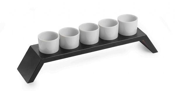 Подставка 31*7*10 см. с 5-ю фарфор. соусниками, дерево венге Pinti (51273900) /1/ фото 1