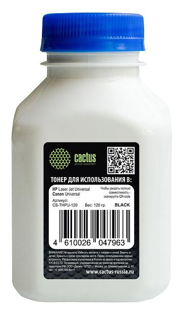 Тонер Cactus CS-THPU-120 черный флакон 120гр. для принтера HP Universal фото 1