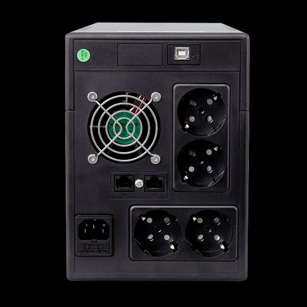 ИБП POWERMAN Smart Sine 2000, LCD, линейно-интерактивный, 2000ВА, 1400Вт, 4 евророзетки с резервным питанием, USB, батарея 12В 9Ач 2 шт., 380мм х 158мм х 198мм, 12.7 кг. UPS Powerman Smart Sine (POWERMAN Smart Sine 2000) фото 3