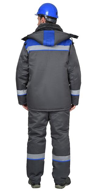 Костюм «Сириус-Рост-Арктика» зимний куртка и брюки, серый с васильковым ОПТ фото 2