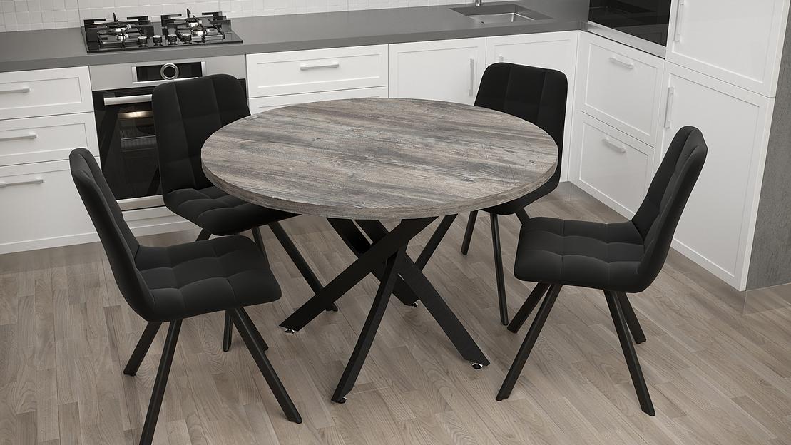 Стол Сингапур 90×90×75 см чёрный муар, сосна пасадена фото 1