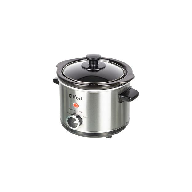 Медленноварка KitFort КТ-205, 120Вт, серебристый/черный фото 1