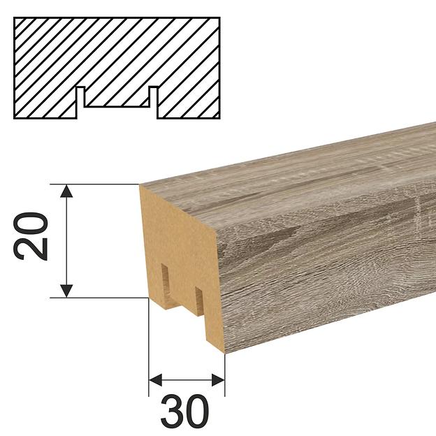 Интерьерная рейка МДФ STELLA «Милана» Дуб винтаж, 20х30х2700 мм (упаковка 8 шт) ОПТ фото 2