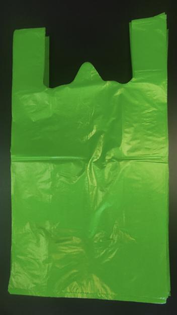 Пакет-майка 29/7,5х52,5 см 23 мкр зелёный 1х100 (2500), опт фото 1