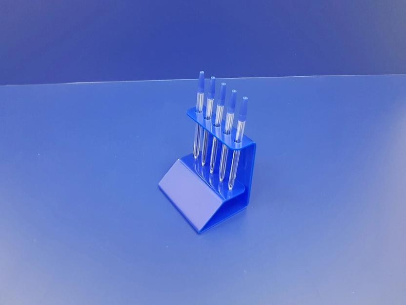 Подставка для ручек карандашей кистей 5 секции.(вертикальное размещение, место для логотипа, синяя) фото 2