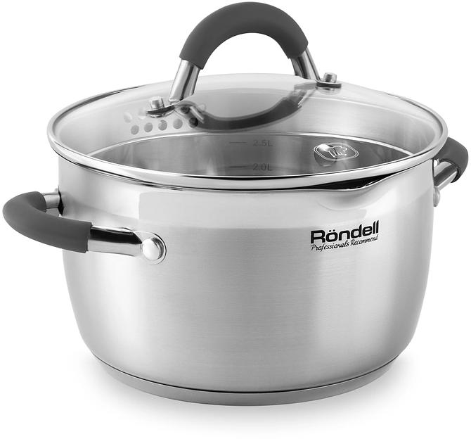 Кастрюля Rondell Flamme RDS-025 5.7л. d=24см (с крышкой) серебристый фото 4