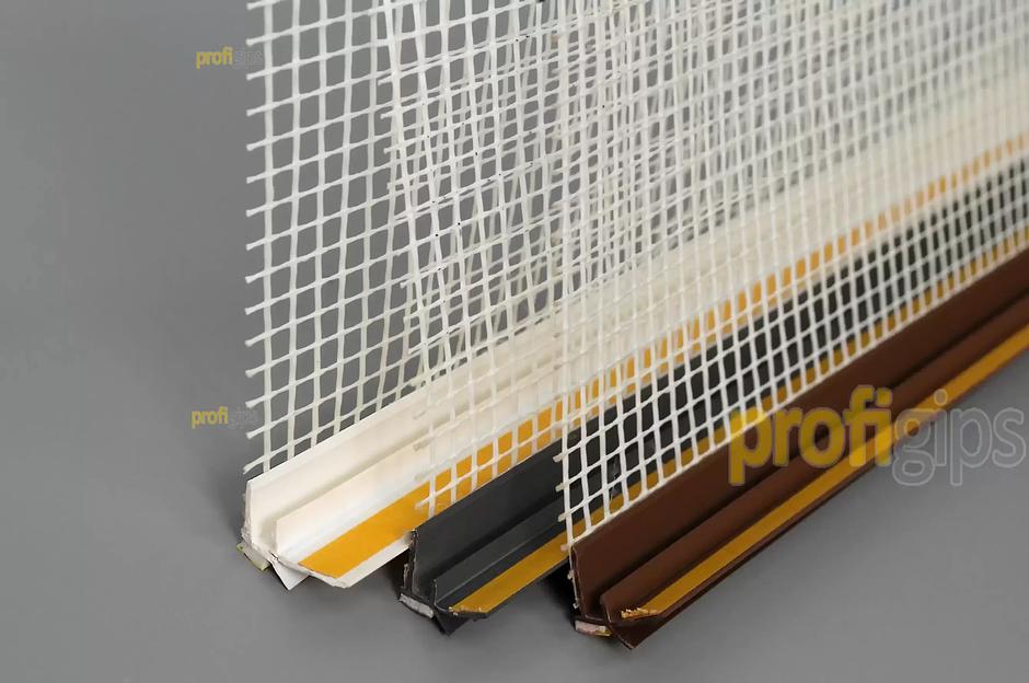 Оконный профиль ProfiGips примыкающий 6 мм с сеткой, серый графит 2,5/3 м ОПТ фото 7