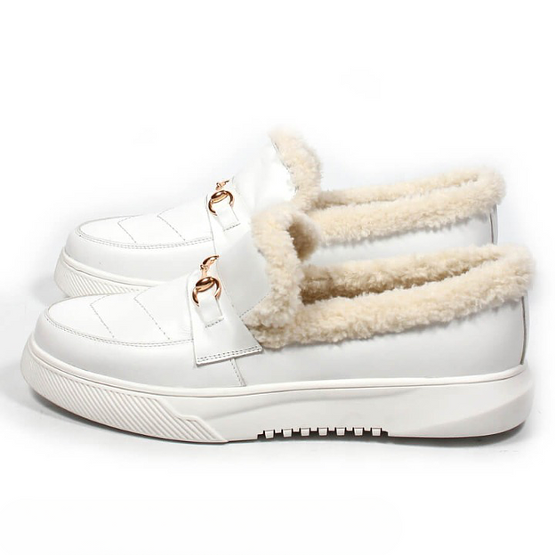 Слипоны утеплённые TAIS из натуральной кожи, арт.MT456 белый ОПТ фото 6