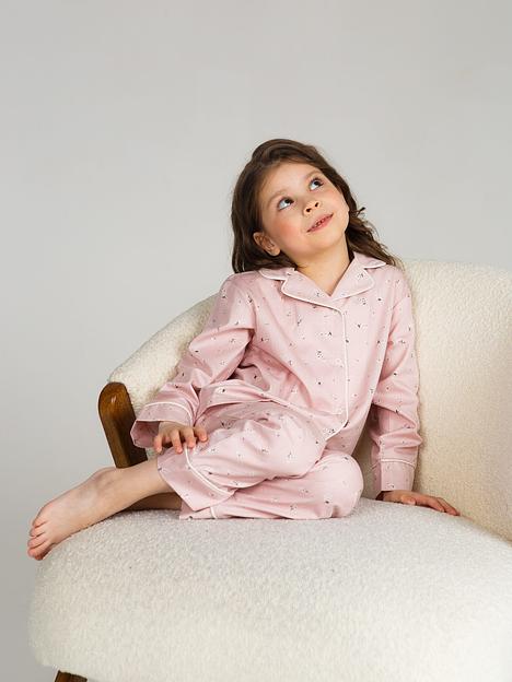 Пижама MINI DI «Алексия» ландыши на розовом, сатин ОПТ фото 1