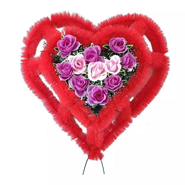 Р-ный венок Мауно с розочками на красном фоне ф216к-р80-г482 63см фото 1