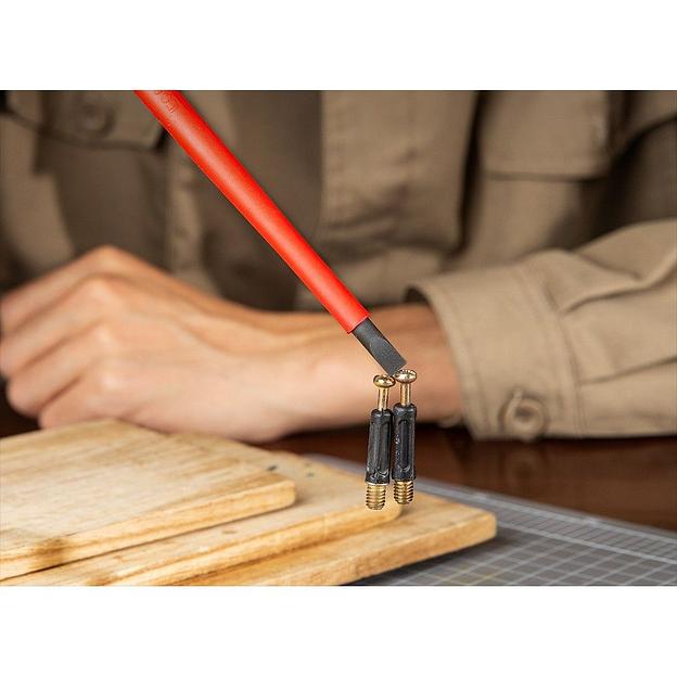 Диэлектрическая шлицевая отвертка Deli DL5161501 6,5х150мм сталь Cr-V, сертификат VDE для работ под напряжением до 1000 В. фото 2