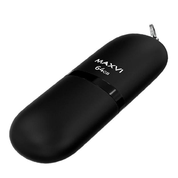 Maxvi USB Drive 64GB SF black, монолит с колпачком, soft touch, USB 2.0 фото 1