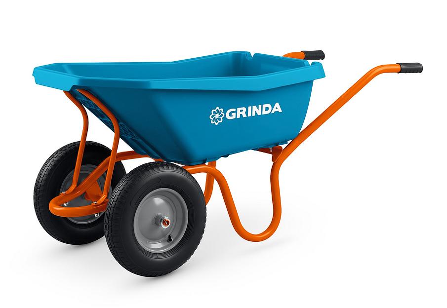 GRINDA GP-22, ударопрочный пластиковый кузов, 110 л, 220 кг, двухколесная, пневматические колеса, тачка садовая PROLine (422406) фото 1