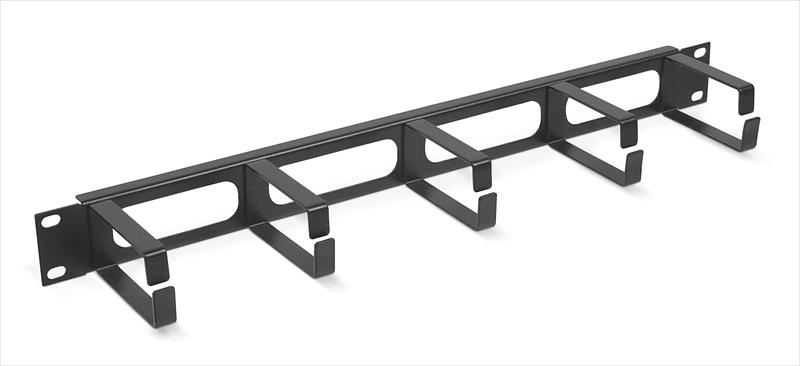 Cabeus JB08-1U-BK Кабельный органайзер горизонтальный 19" 1U, 5 колец, металлический, цвет черный (RAL9004) (JB08-1U-BK) фото 1