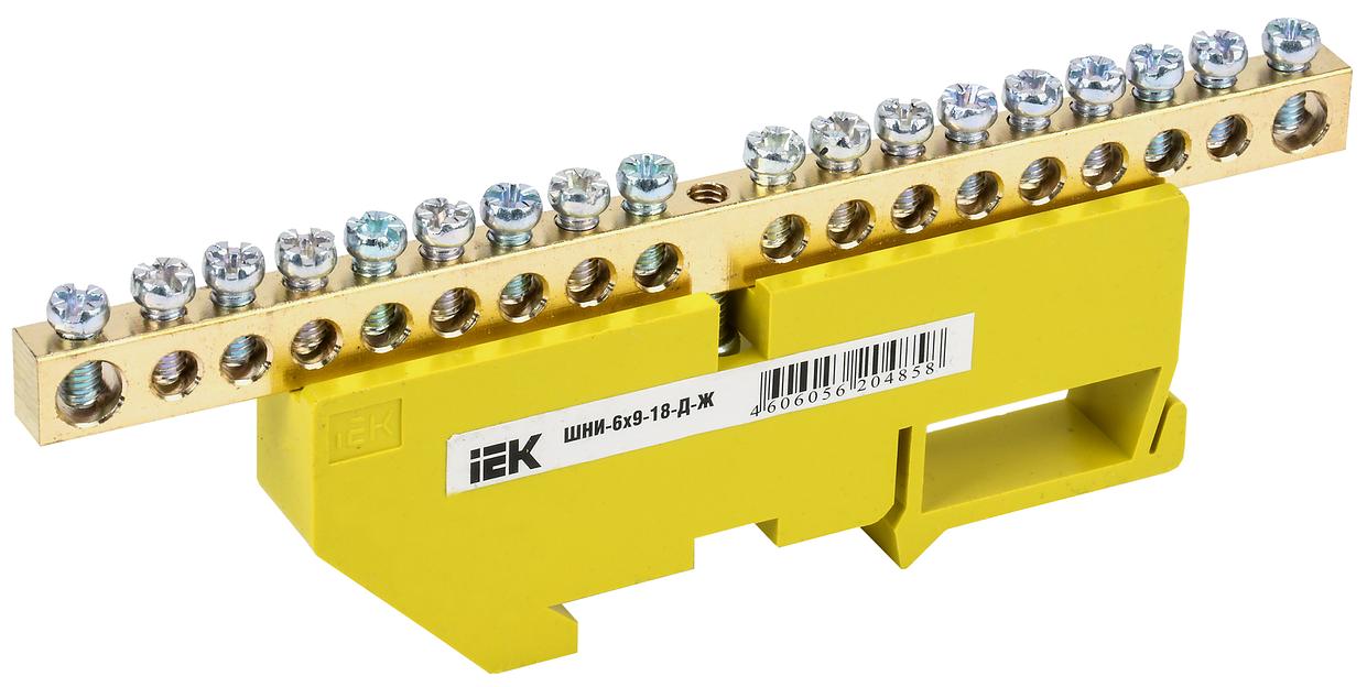Iek YNN10-69-18D-K05 Шина PE "земля" на DIN-изол ШНИ-6х9-18-Д-Ж ИЭК фото 1