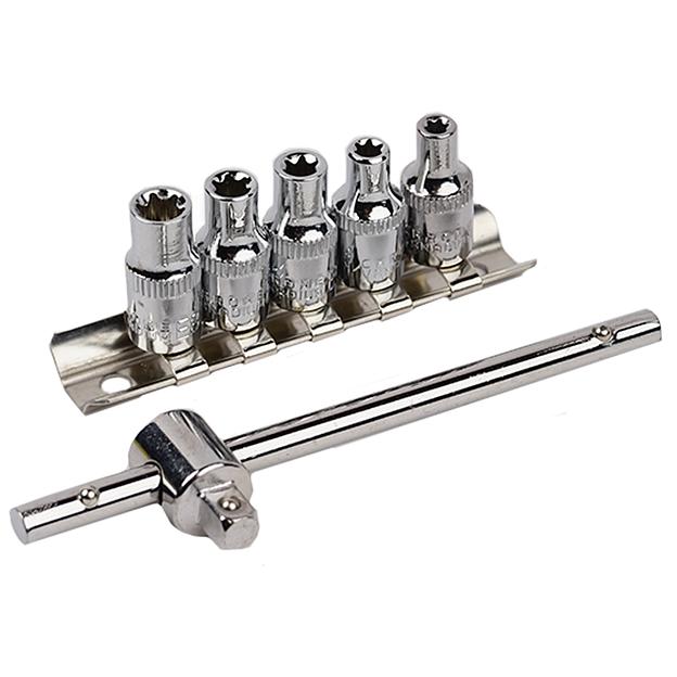 Набор головок E-тип с воротком 1/4 6 предметов KINGQUEEN WIB-14 фото 2