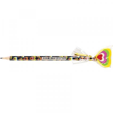 Карандаш простой HB, с ластиком в форме сердца, заточенный, круглый, в друме, Centrum фото 1