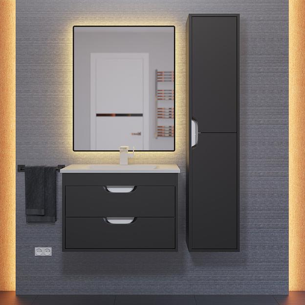 Тумба с раковиной для ванной Uperwood Modul 65 см, подвесная, матовая, черная фото 8