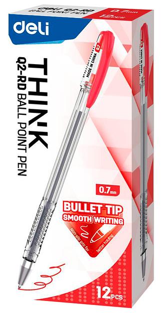 Ручка шариковая Deli EQ2-RD Think 0.7мм прозрачный/красный красные чернила фото 1