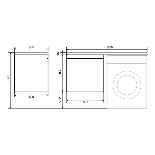 Тумба под стиральную машину с раковиной Uperwood Magenta 60/120 см, подвесная, черная, выдвижной ящик, левая фото 7