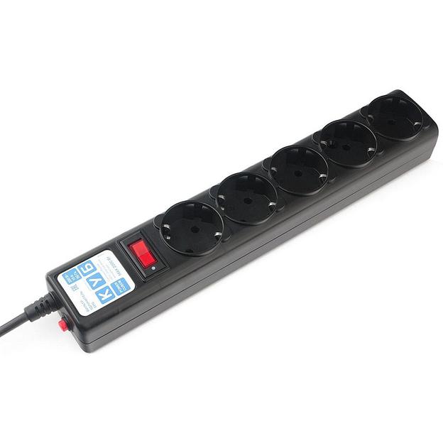 Фильтр-удлинитель Power Cube 0,5 м д/подкл. к UPS (C14), 5 розеток (черный) 10А/2,2кВт Электрическая мануфактура SPG5-B1 фото 1