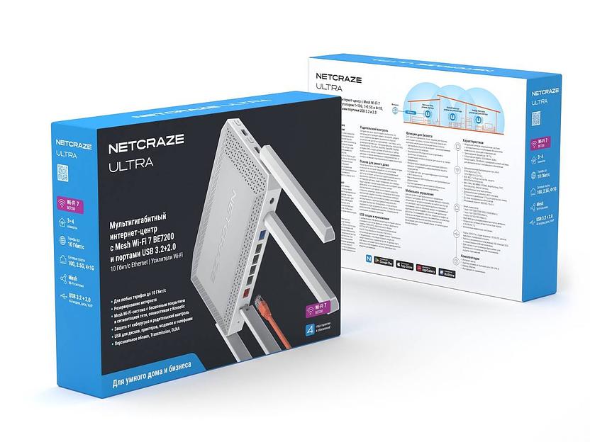 Netcraze Ultra (NC-1812) Мультигигабитный интернет-центр с Mesh Wi-Fi 7 BE7200, Smart-коммутатором 1х10G, 1х2.5G и 4х1G фото 6