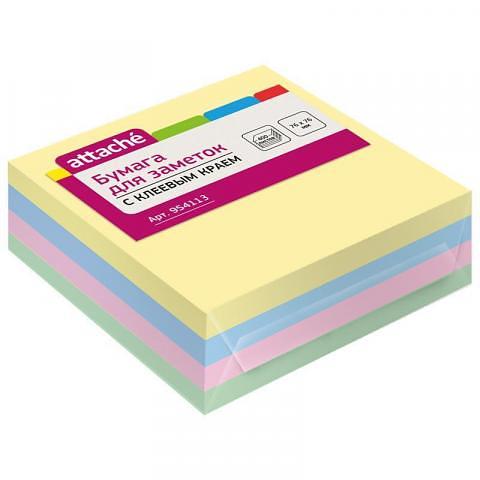 Клейкие листки 76х76мм, 400л., 4 пастельных цвета, Attache фото 1