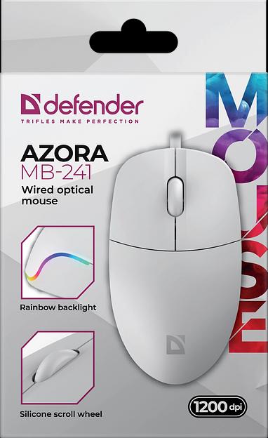 Defender Проводная оптическая мышь Azora MB-241 белый,3D,1200dpi,1,8м Defender 52242 фото 4