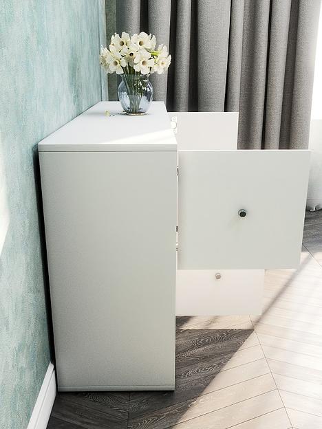 Стеллаж горизонтальный 8-секционный с дверцами Wood&Stone «Малави» 320 белый 136×34.5×69.3 см фото 3