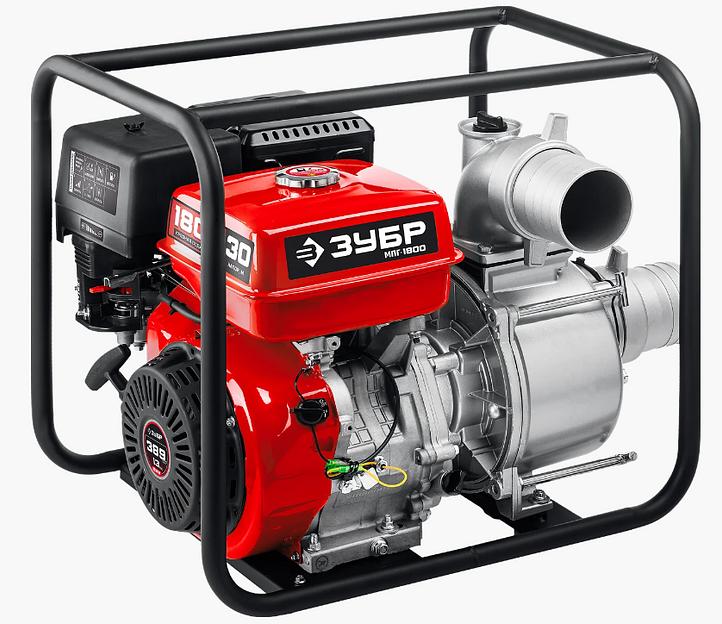 Мотопомпа бензиновая для грязной воды Зубр, серия «Мастер» (МПГ-1800) фото 1