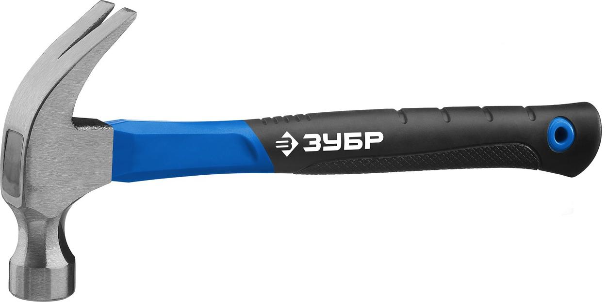 Молоток-гвоздодёр столярный с фиберглассовой рукояткой, кованный, 560 г, Профессионал фото 1