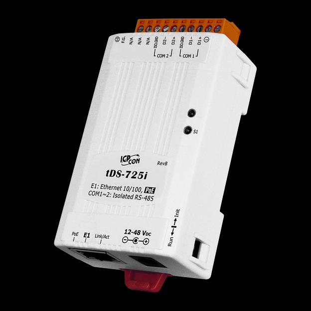 2-портовый сервер RS-485 (с изоляцией) в Ethernet с возможностью питания по PoE фото 1