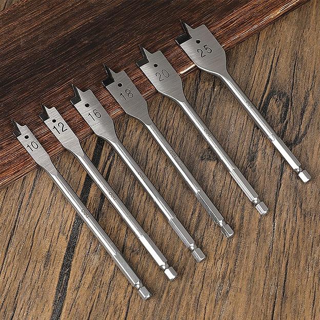 Набор оснастки Deli Набор перовых сверл по дереву 6 шт (10/12/16/18/20/25мм) Deli DH-MBZ006-ED1 длина 150мм, 1/4", блистер фото 6