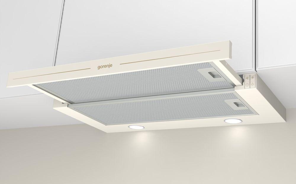 Вытяжка встраиваемая Gorenje BHP62CLI слоновая кость управление: кнопочное (1 мотор) фото 2
