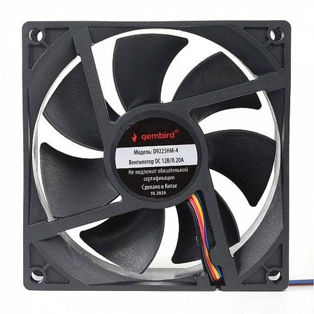 Gembird Вентилятор для корпуса 92x92x25, гидродинамический, 4 pin, провод 30 см (D9225HM-4) фото 1