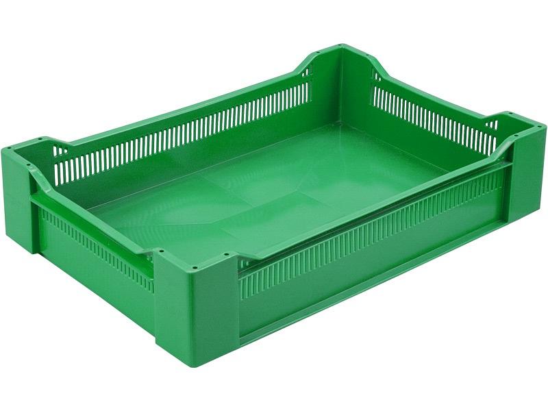 Ящик 600*400*135 мм. ягодный прямой перфорир, дно сплошное, зеленый /1/72/ фото 1