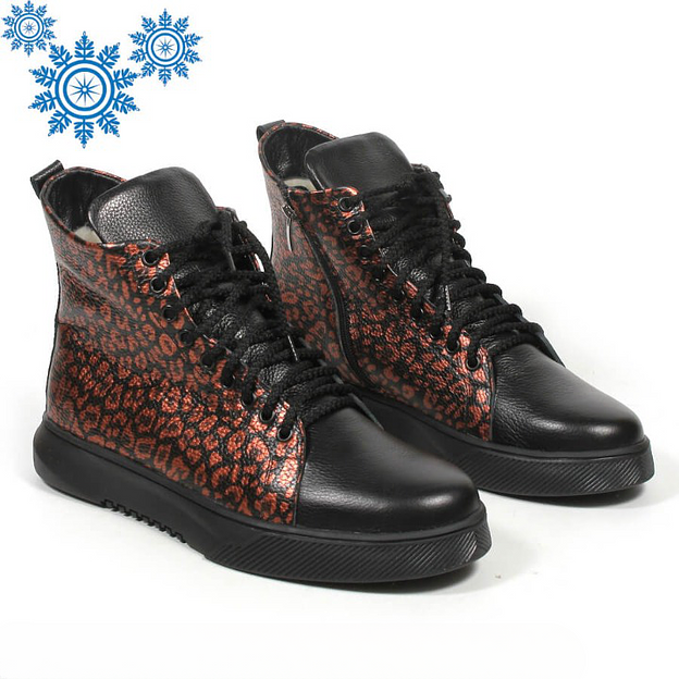 Зимние ботинки TAIS на шнурках с молнией, арт.MT238-2-Ш чёрно-бронзовый ОПТ фото 5