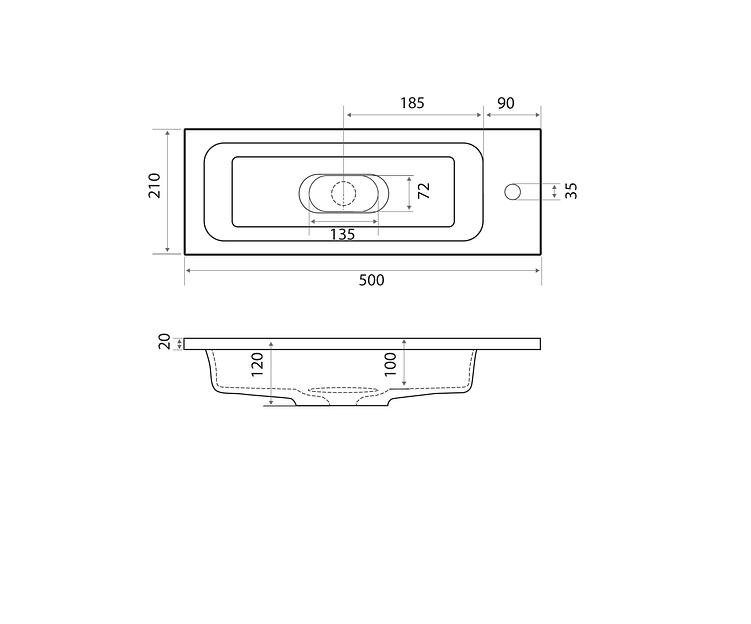 Раковина для ванной полувстраиваемая Uperwood Modul 50 см, белая глянцевая фото 8