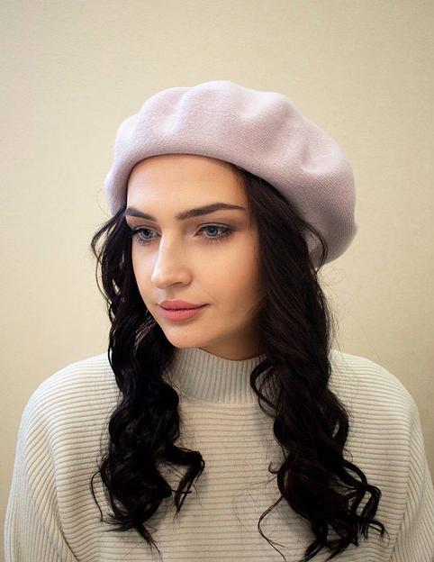 Берет женский демисезонный Пудра ОПТ фото 3