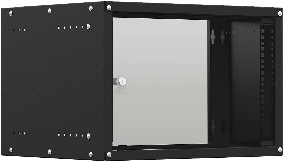 Шкаф коммутационный NTSS Lime (NTSS-WL9U5560GS-BL) настенный 9U 550x600мм пер.дв.стекл несъемн.бок.пан. 30кг черный 15кг фото 2