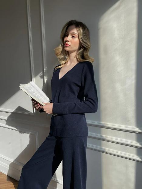 Кашемировый костюм синий ОПТ фото 3